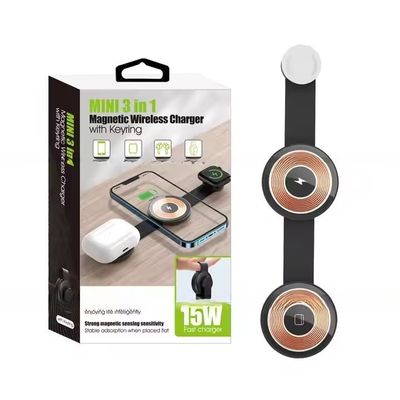 Good price 15w Multifunction 3 in 1 Wireless Charger Pad 2024 PU Magnetic Portable Foldable Charger with 12V/1.25A Output online