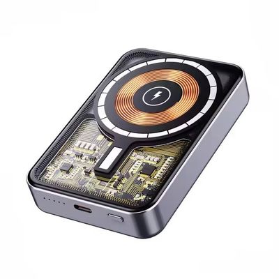 Good price TYPE-C Input Interface 10000mAh Wireless Power Bank with Magnetic Transparent Design and Low Tension Protection online