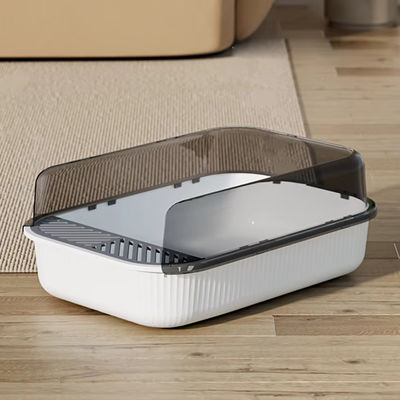 Good price Semi Enclosed Plastic Cat Litter Box Large Pet Sand Basin Toilet with Anti-Splashing Feature Pet Accessory online