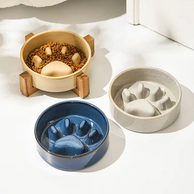 Good price Ceramic Pet Bowl Dog Slow Feeder with Wooden Frame Applicable Pet Dogs Customize logo Color Packaging LCD Display NO online