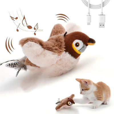 Good price Interactive Smart Electric Rechargeable Plush Flapping Bird Toy for Dogs and Cats Touch Activated Sparrow Chirp Tweet Pet online