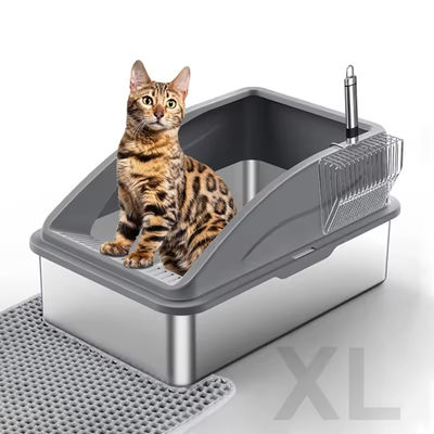 Good price Anti-Urine Leakage Stainless Steel Cat Litter Box XL with High Sided Design and Non-Stick Bottom online